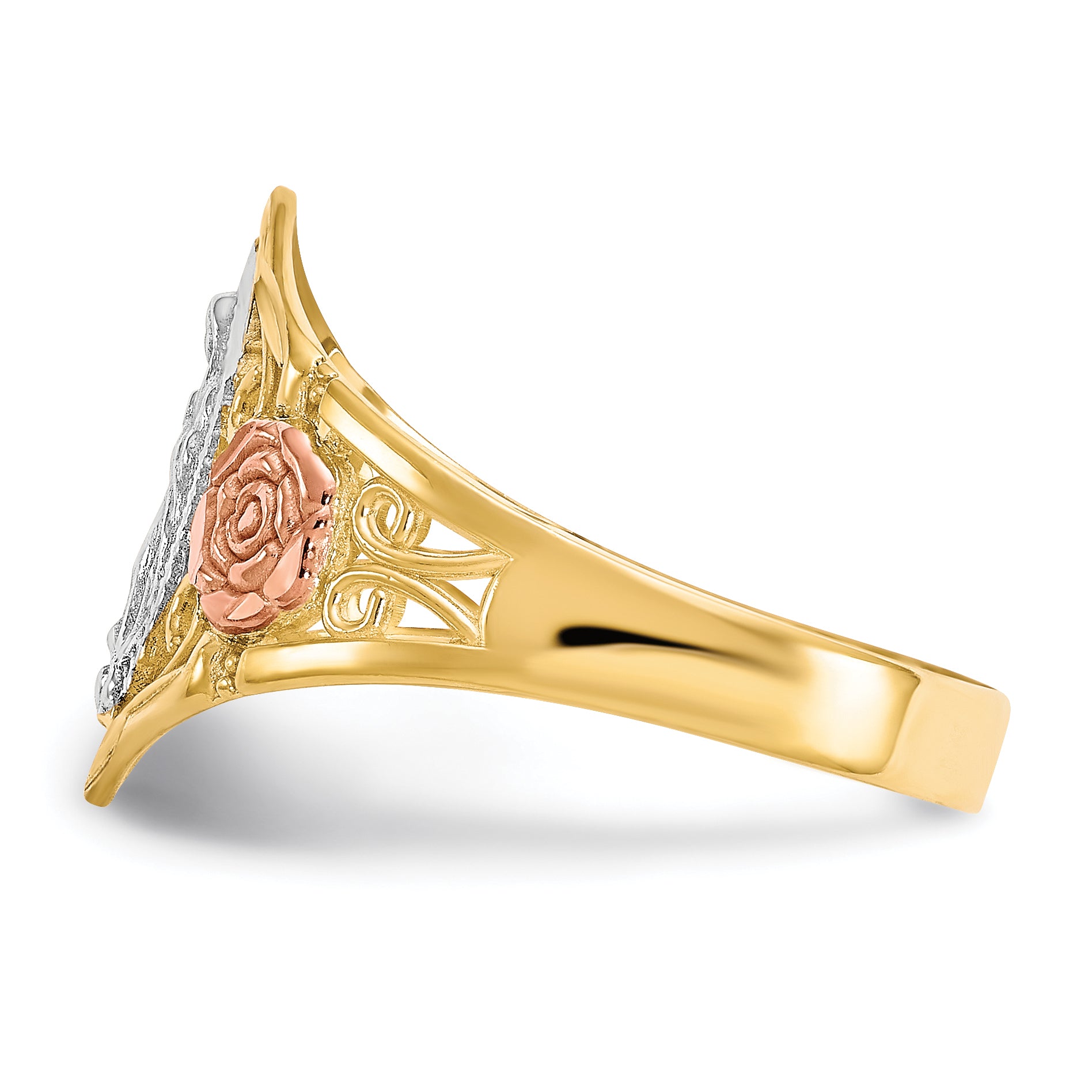 10k Two-tone & Rhodium Our Lady of Guadalupe Ring