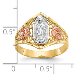 10k Two-tone & Rhodium Our Lady of Guadalupe Ring