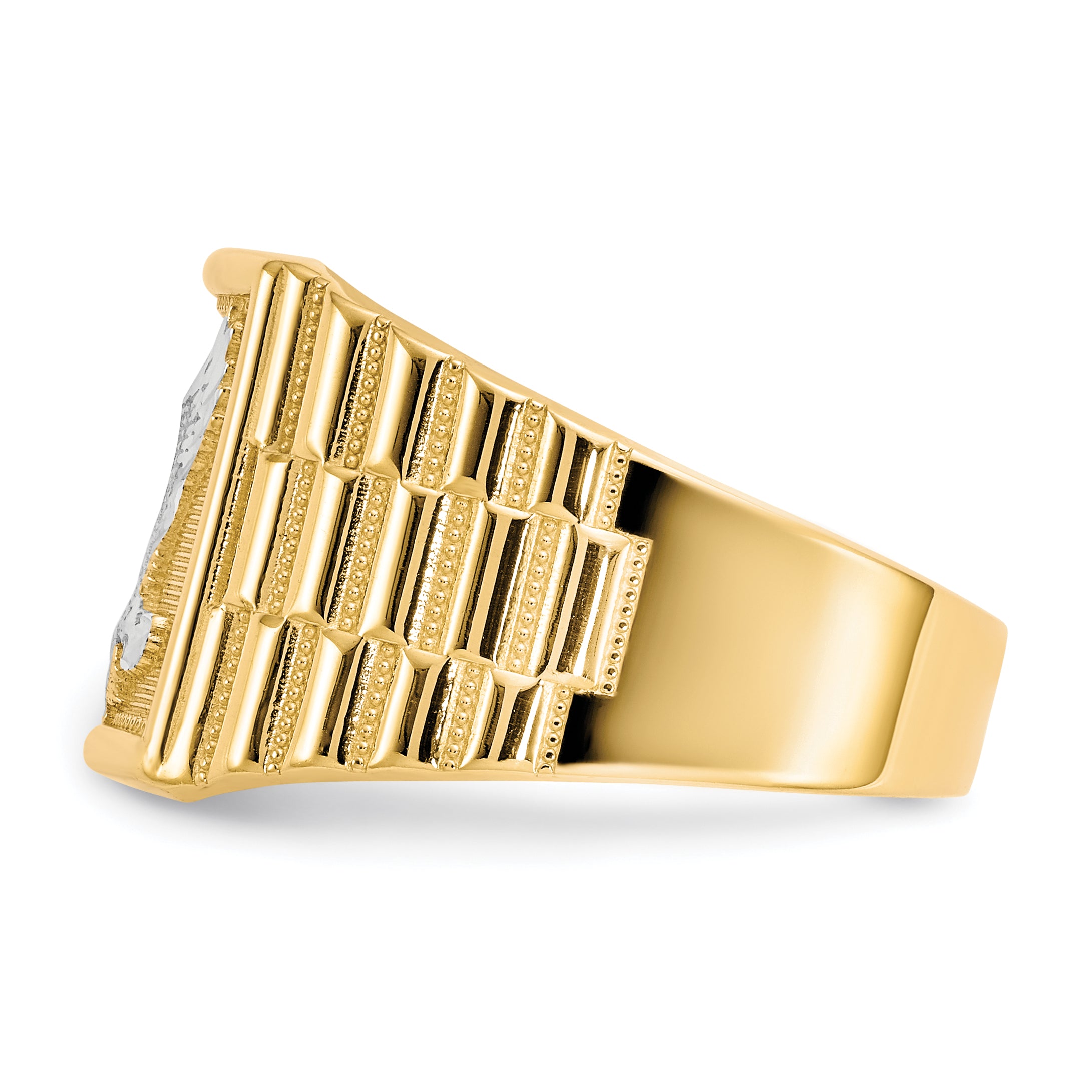 10k & Rhodium Men's Eagle Ring