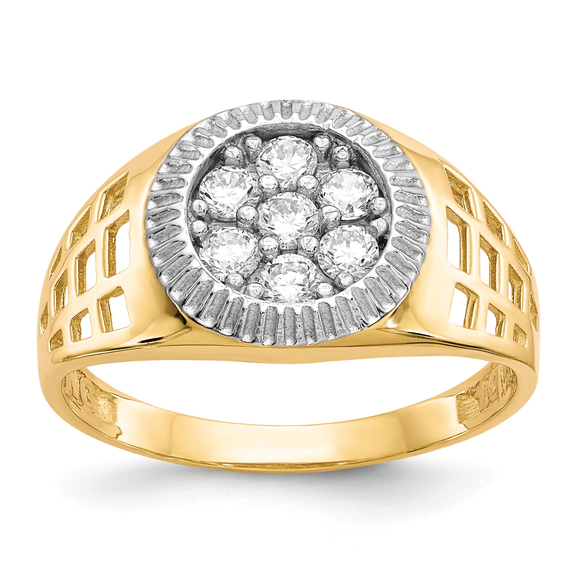 10K WithRhodium Men'S CZ Cluster Ring Main image