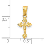 10K Gold Polished Crucifix Pendant Solid Cast Design Small