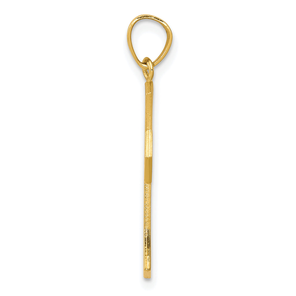 10K Gold Passion Cross Pendant with Reversible JESUS Design, Polished Finish