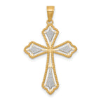 10K Yellow Gold Diamond-Cut Cross Pendant with Rhodium Accents  Polished Finish