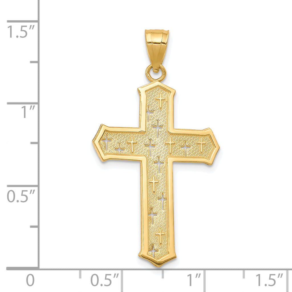 10K Gold Passion Cross Pendant with Polished Solid Finish