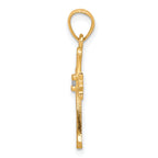 10K Yellow Gold CZ Cross Pendant with Polished Finish Solid Design