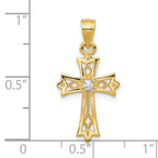 10K Yellow Gold CZ Cross Pendant with Polished Finish Solid Design