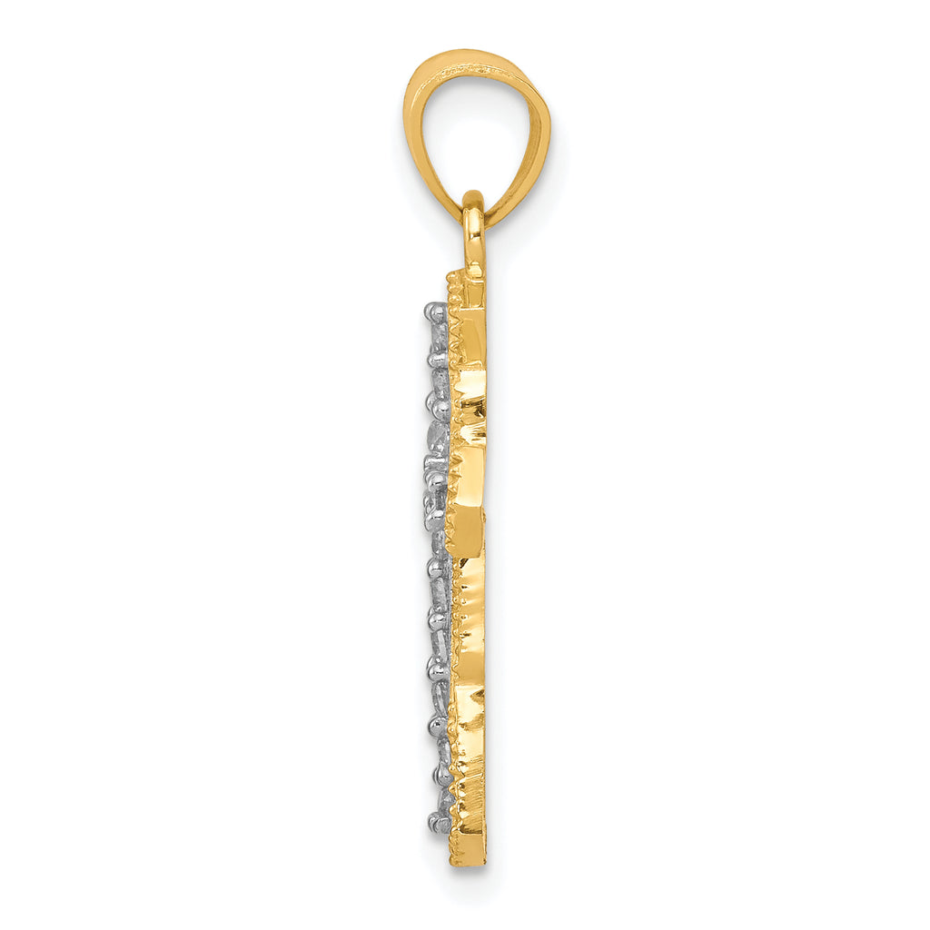 10K Gold CZ Cross Pendant with Polished Finish Elegant Design