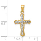 10K Gold CZ Cross Pendant with Polished Finish Elegant Design