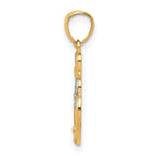 10K Yellow Gold 3-Heart Pendant with Rhodium Accents & CZ Stones
