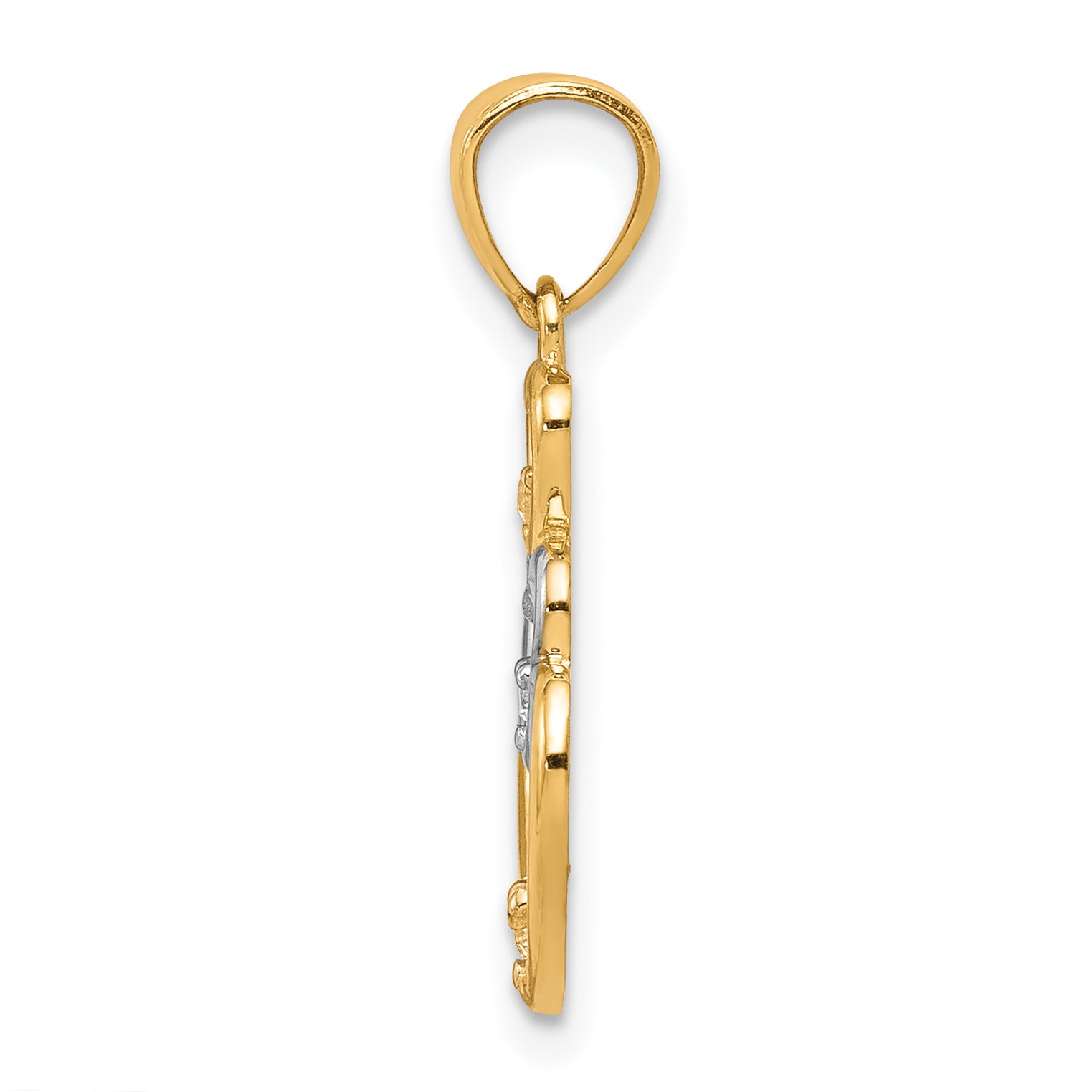 10K Yellow Gold 3-Heart Pendant with Rhodium Accents & CZ Stones