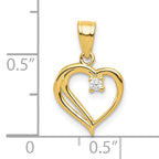10K Gold CZ Heart Pendant with Polished Finish  Elegant and Gift Ready