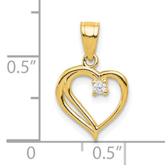 10K Gold CZ Heart Pendant with Polished Finish  Elegant and Gift Ready