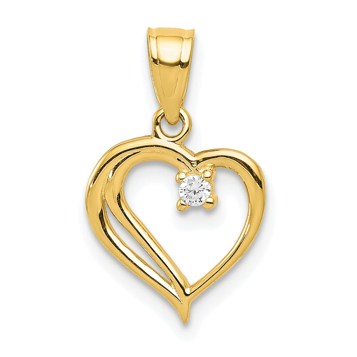 10k CZ Heart Pendant