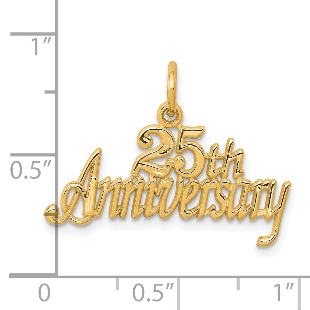 10K Gold 25th Anniversary Charm with Polished Finish Elegant and Timeless