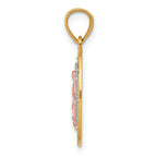 10K Two-Tone Gold Lady of Guadalupe Pendant with Polished Rhodium Finish