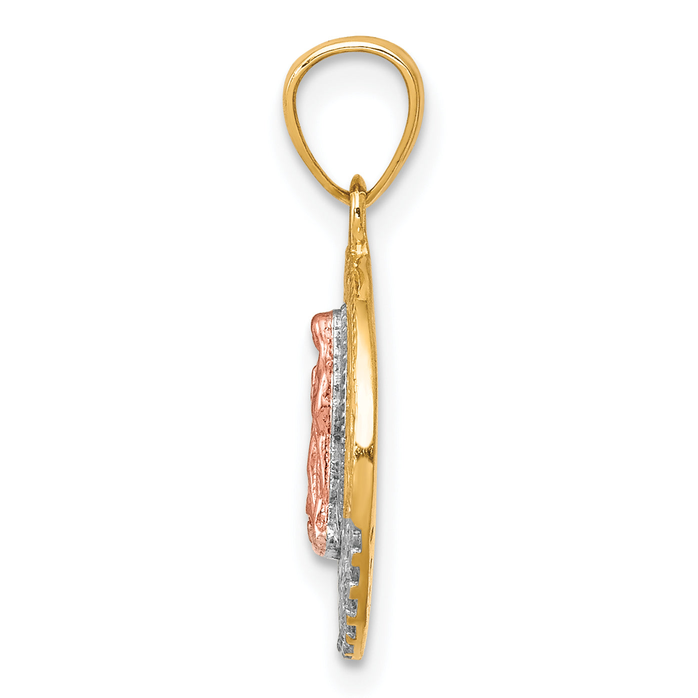 10K Two-Tone Gold Lady of Guadalupe CZ Pendant with Rhodium Accents Secondary image
