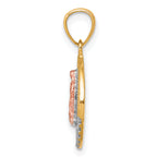 10K Two-Tone Gold Lady of Guadalupe CZ Pendant with Rhodium Accents