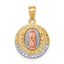 10K Two-Tone w/ Rhodium CZ Lady Of Guadalupe Round Pendant