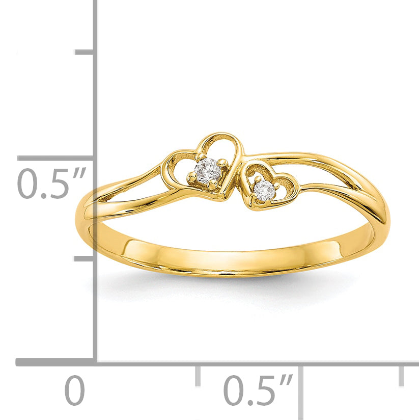 10k CZ Double Heart Ring