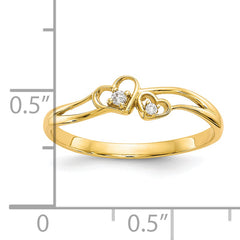 10k CZ Double Heart Ring