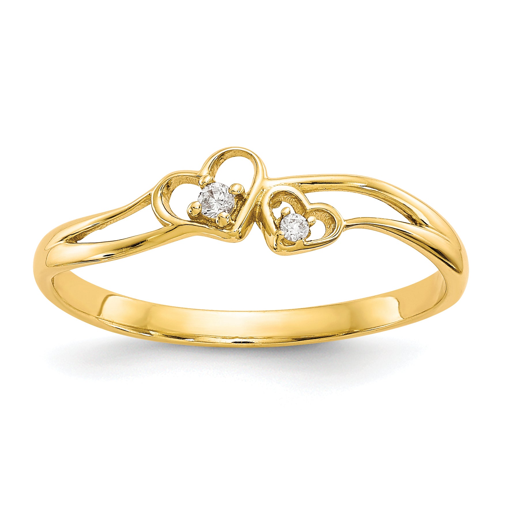 10k CZ Double Heart Ring Main image
