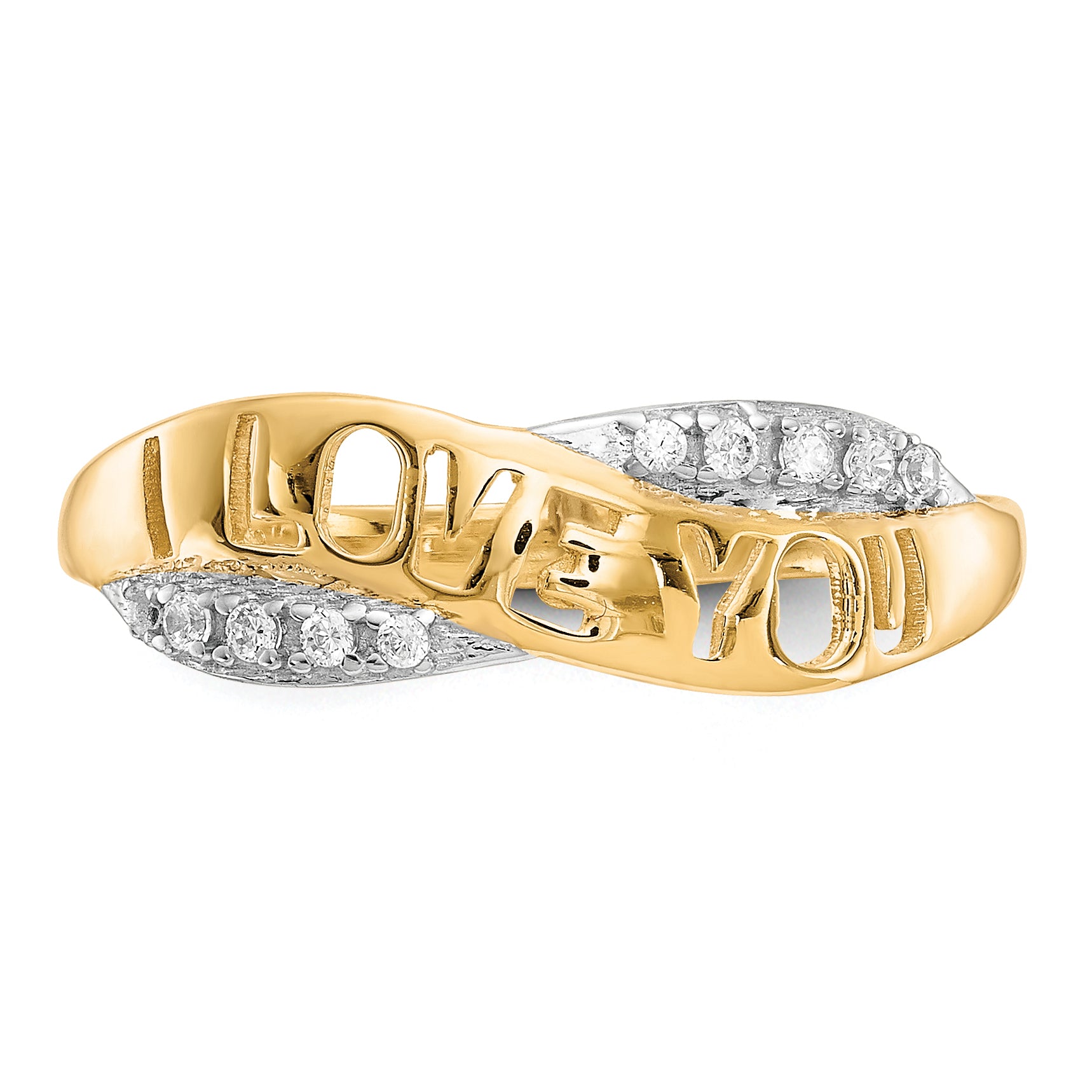 10K WithRhodium CZ I LOVE YOU Ring
