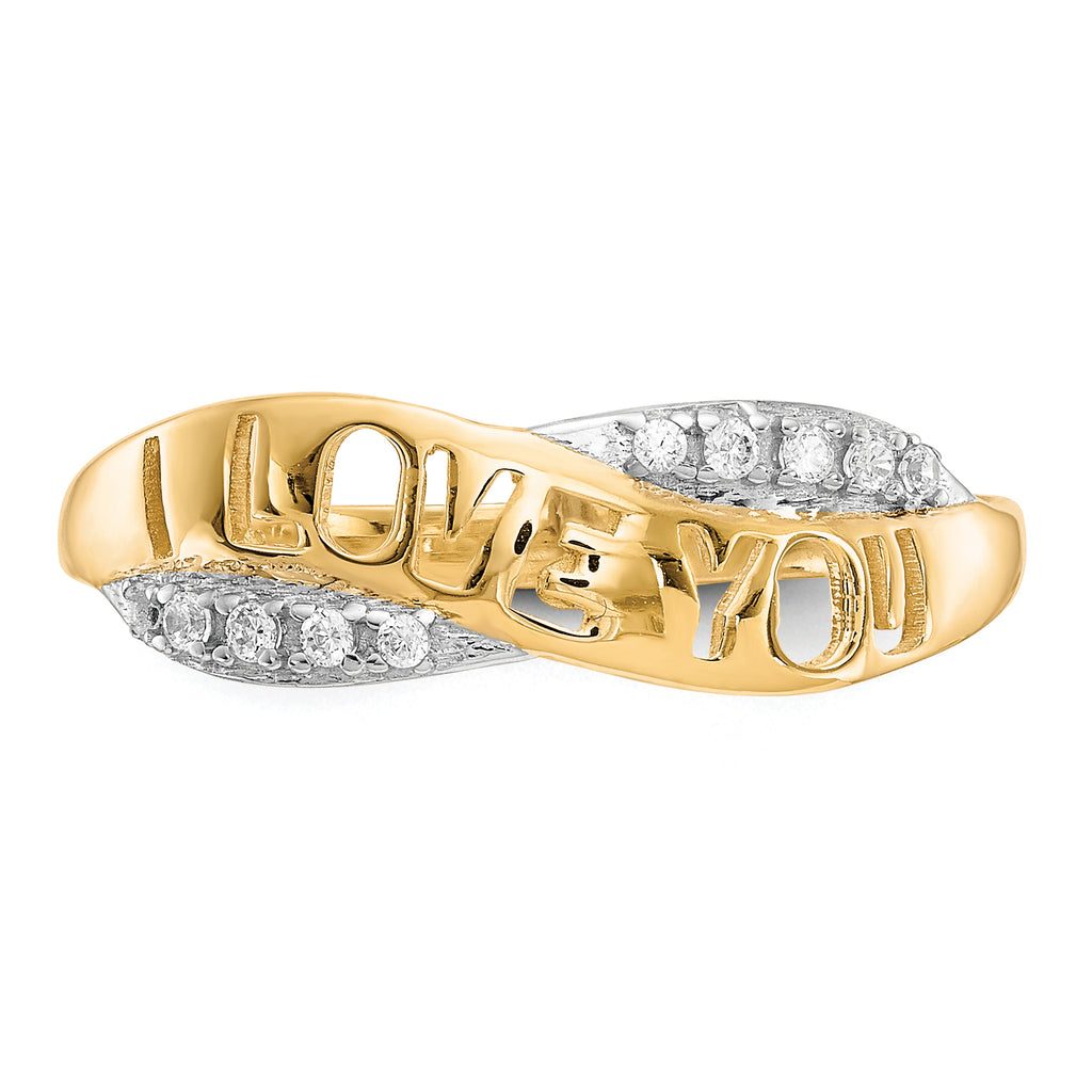 10K WithRhodium CZ I LOVE YOU Ring