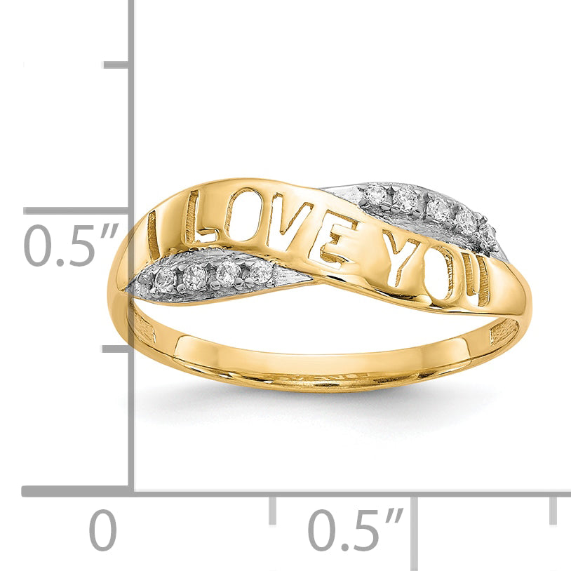 10K WithRhodium CZ I LOVE YOU Ring
