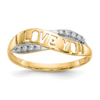 10K WithRhodium CZ I LOVE YOU Ring