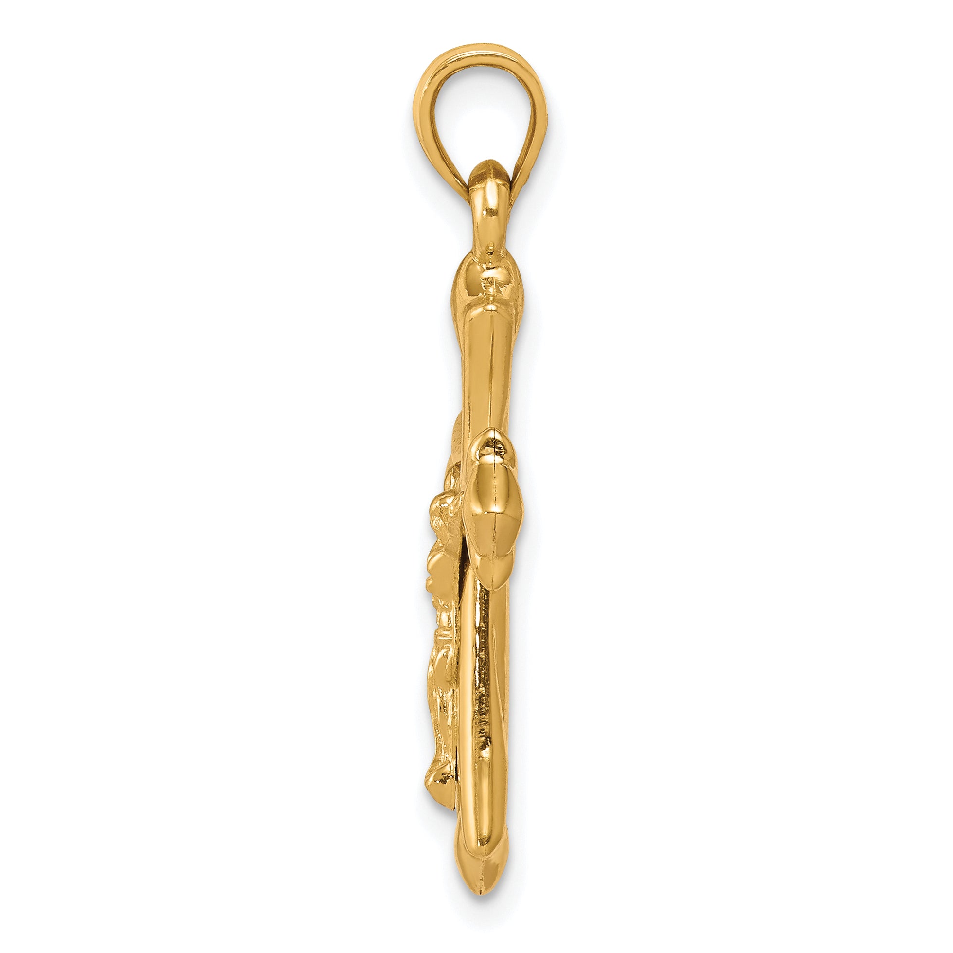 10K Gold Reversible Crucifix Pendant with Polished Finish Elegant Design Secondary image
