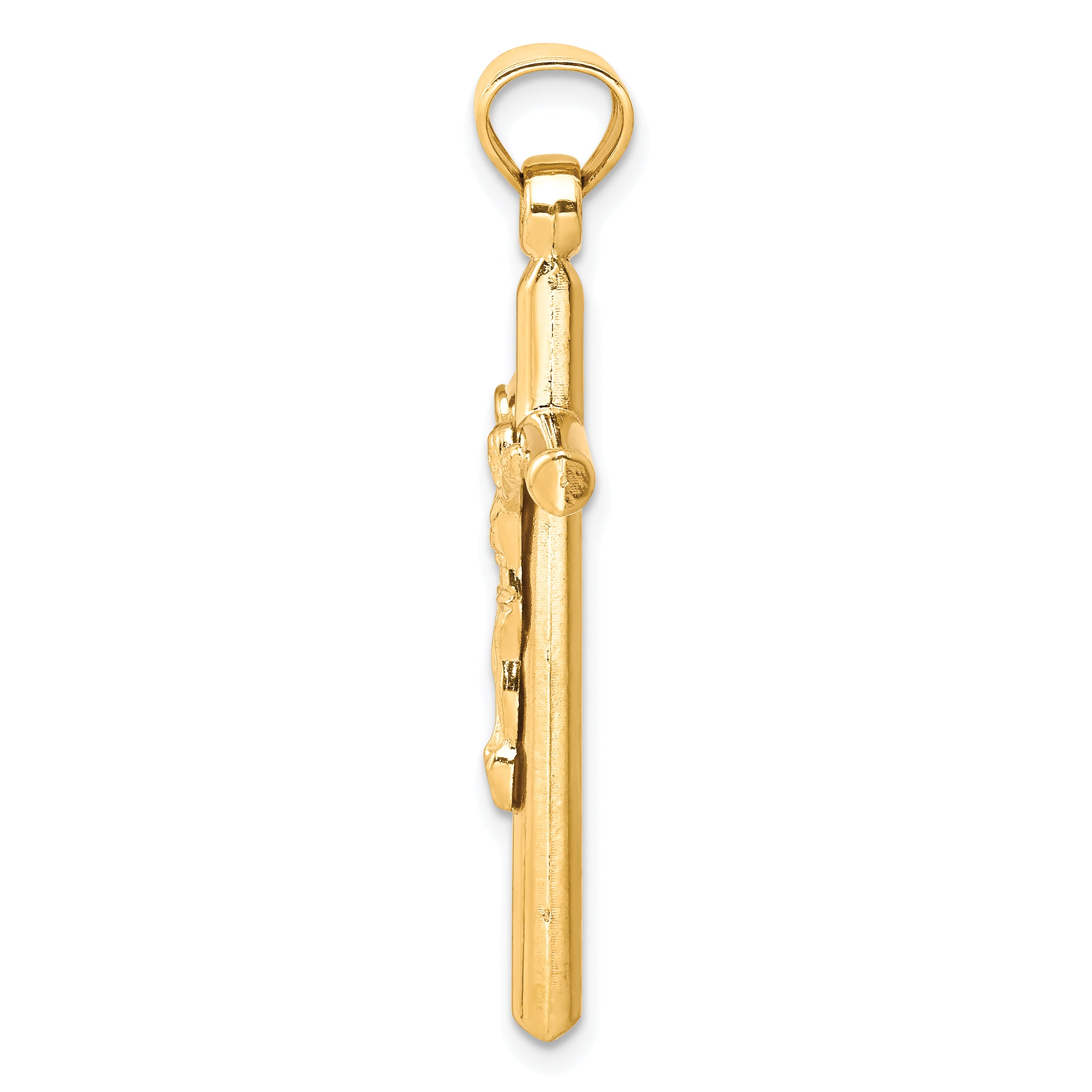 10K Gold Hollow Crucifix Pendant with Polished Finish 32mm Classic Design Secondary image