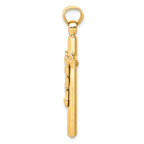 10K Gold Hollow Crucifix Pendant with Polished Finish 32mm Classic Design