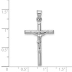 10K White Gold Crucifix Pendant with Rhodium Finish Solid and Polished