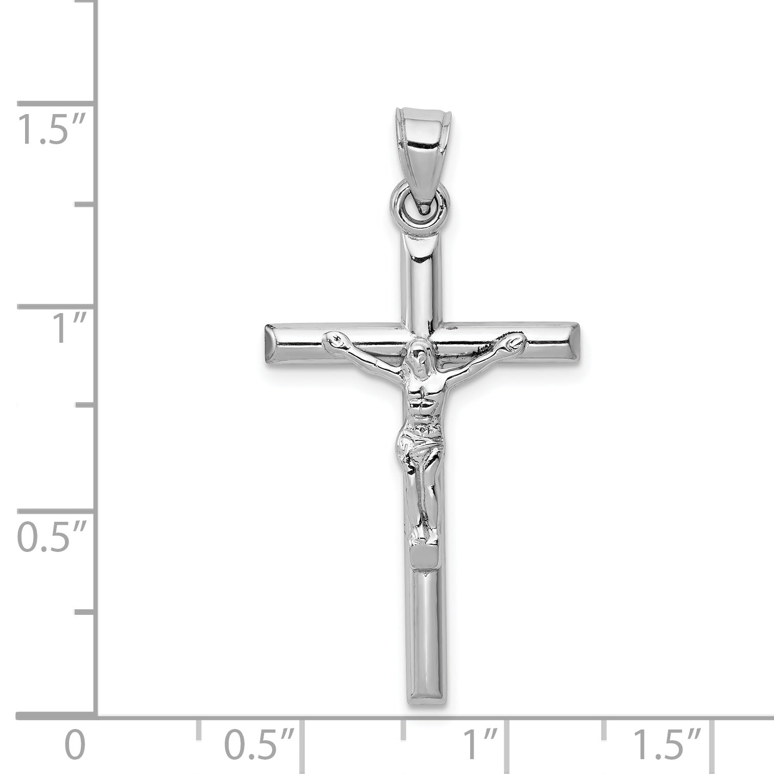 10K White Gold Crucifix Pendant with Rhodium Finish Solid and Polished