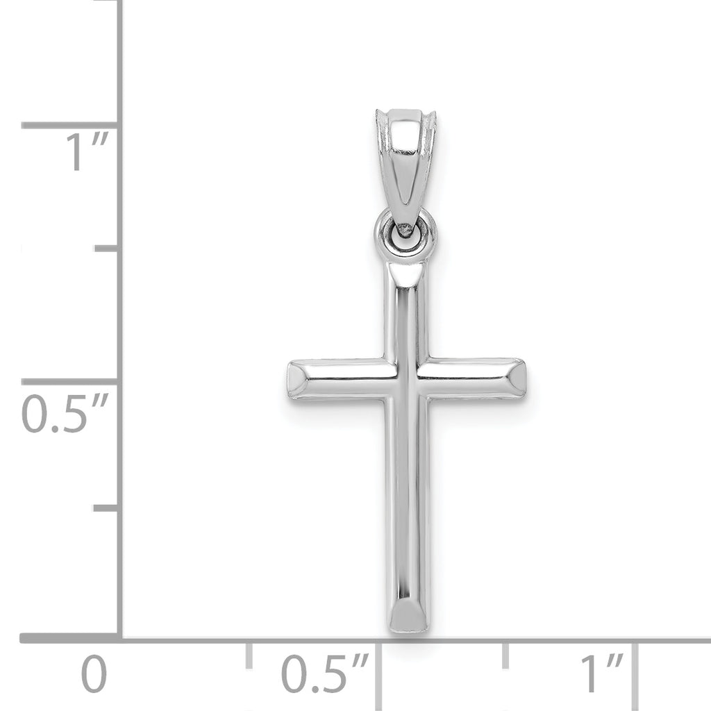10K White Gold Cross Pendant with Polished Rhodium Finish Elegant