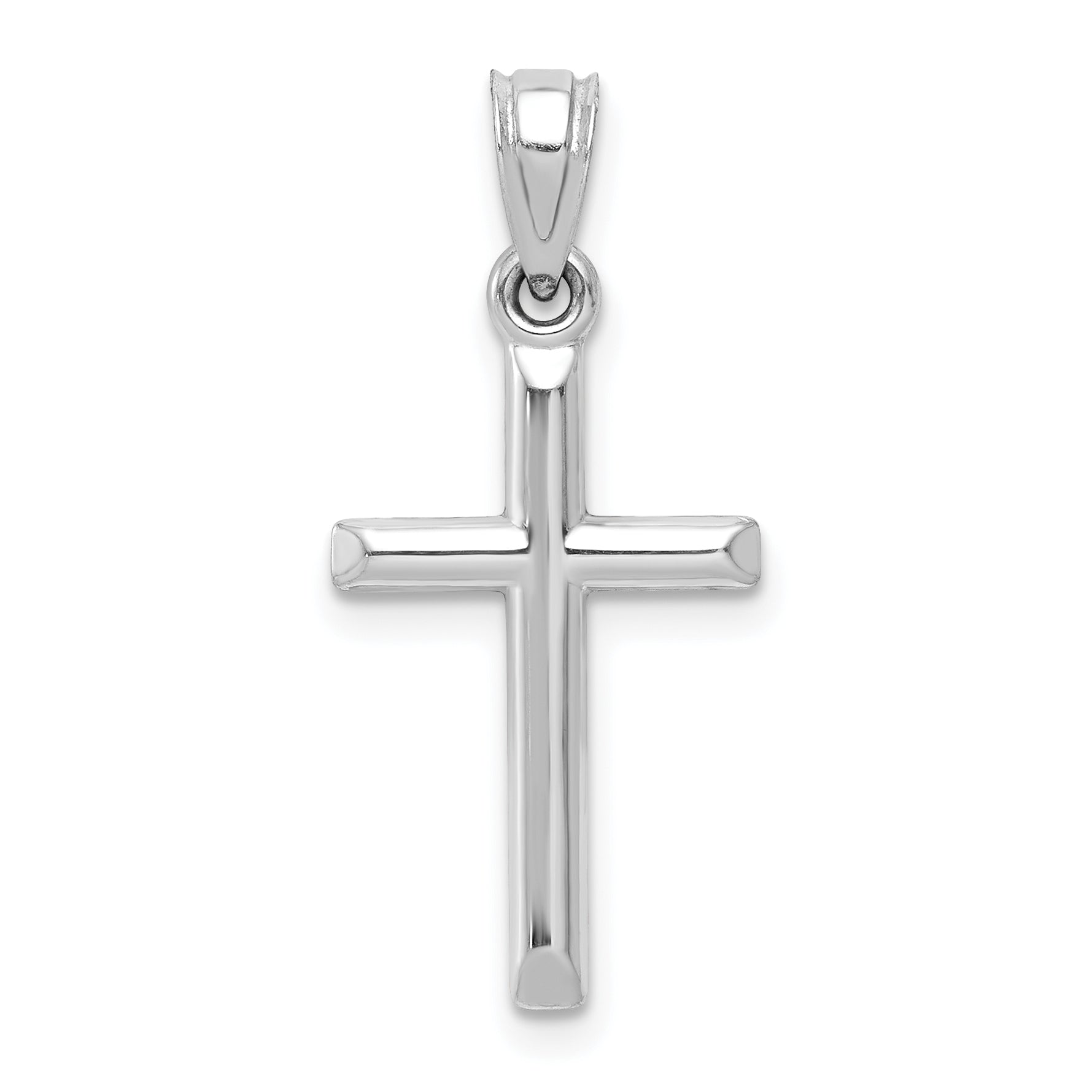 10k White Gold Hollow Cross Pendant Main image