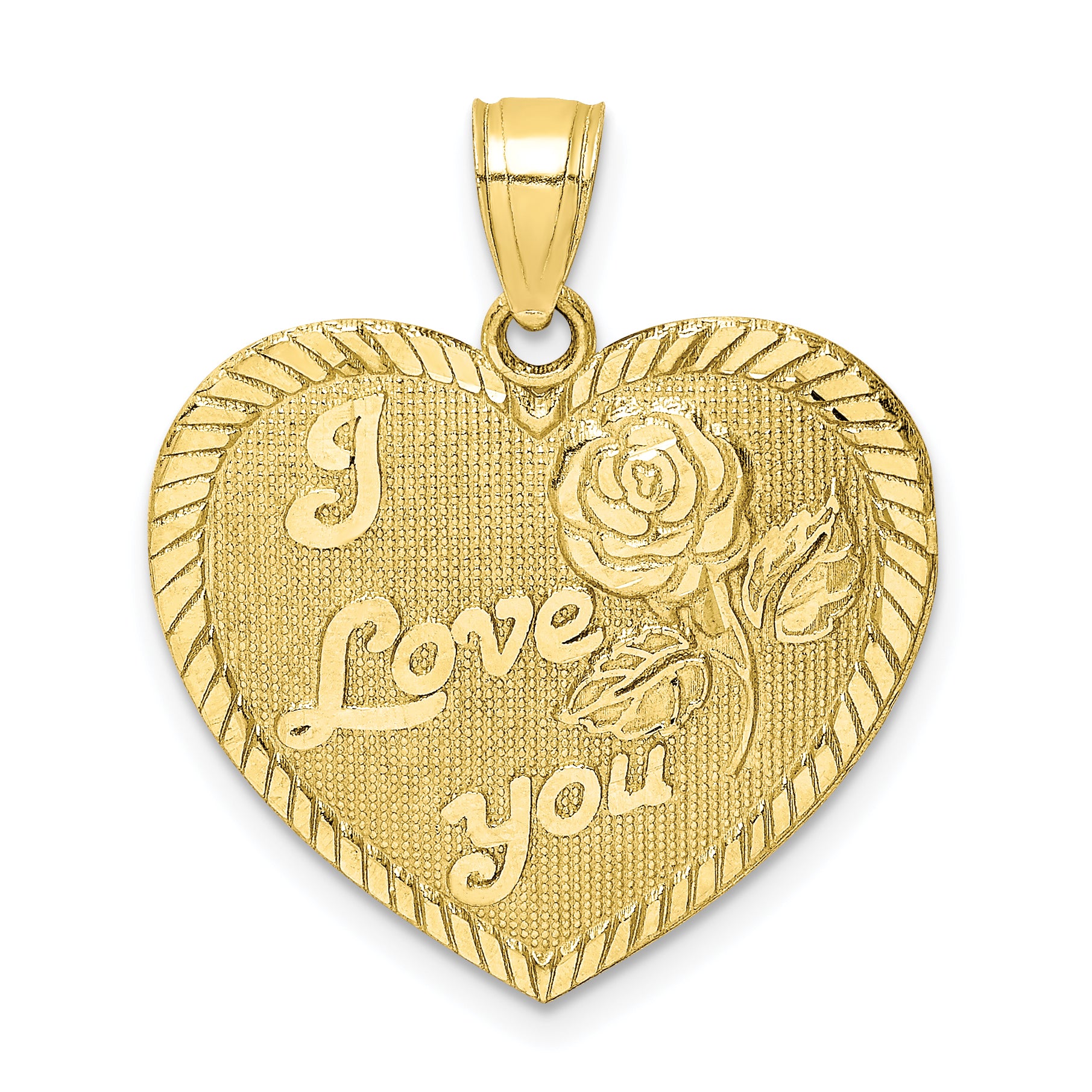 10K Diamond-Cut I LOVE YOU Heart Charm Main image