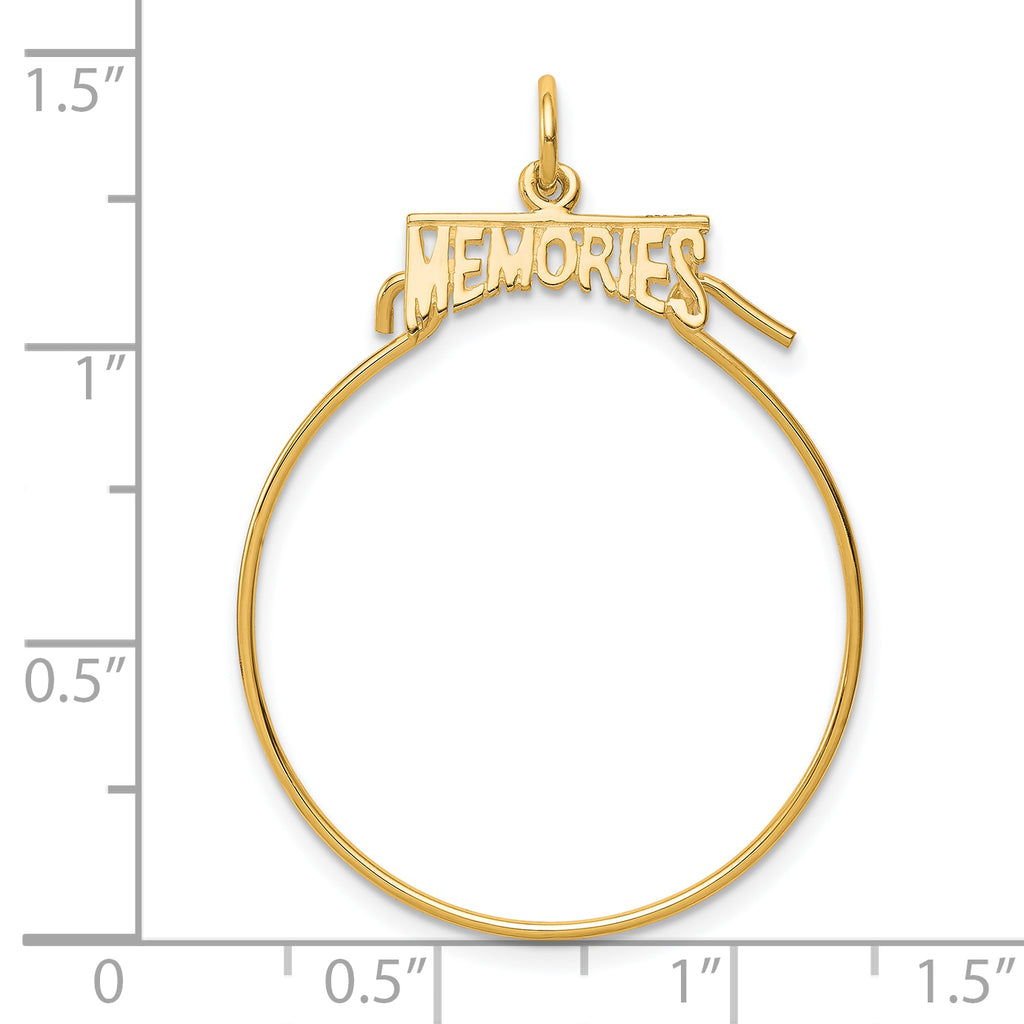 10K Gold Polished Charm Holder with Elegant Design 35mm