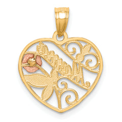 10K Two-Tone W/White Rhodium D/C MAMA Pendant