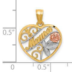 10K Two-Tone W/White Rhodium D/C MAMA Pendant