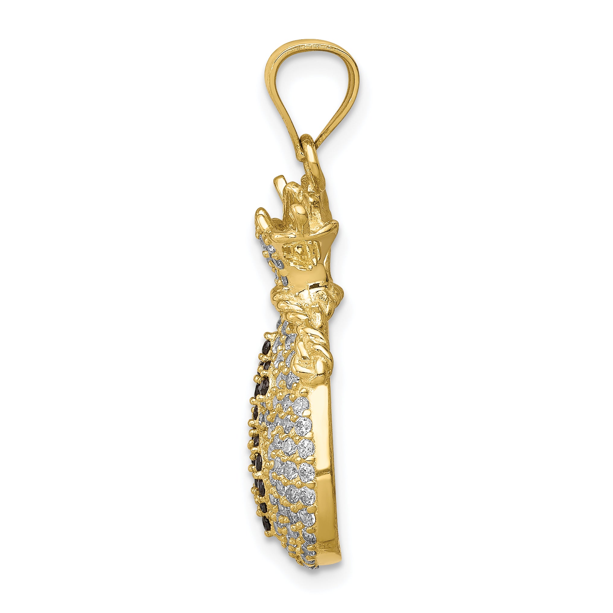 10K Black and Clear CZ Micro Pave Money Bag Pendant Secondary image