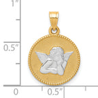 10K W/Rhodium Polished and Textured Angel Pendant