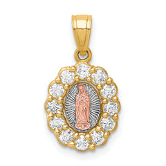 10K Two-Tone w/White Rhodium CZ Guadalupe Pendant