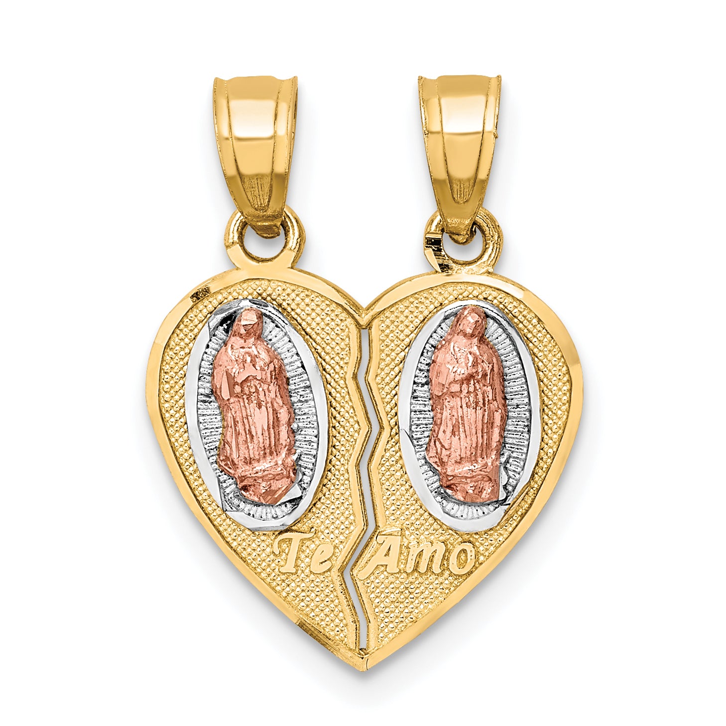 10K Two-Tone w/White Rhodium Break Apart Te Amo Pendant Main image