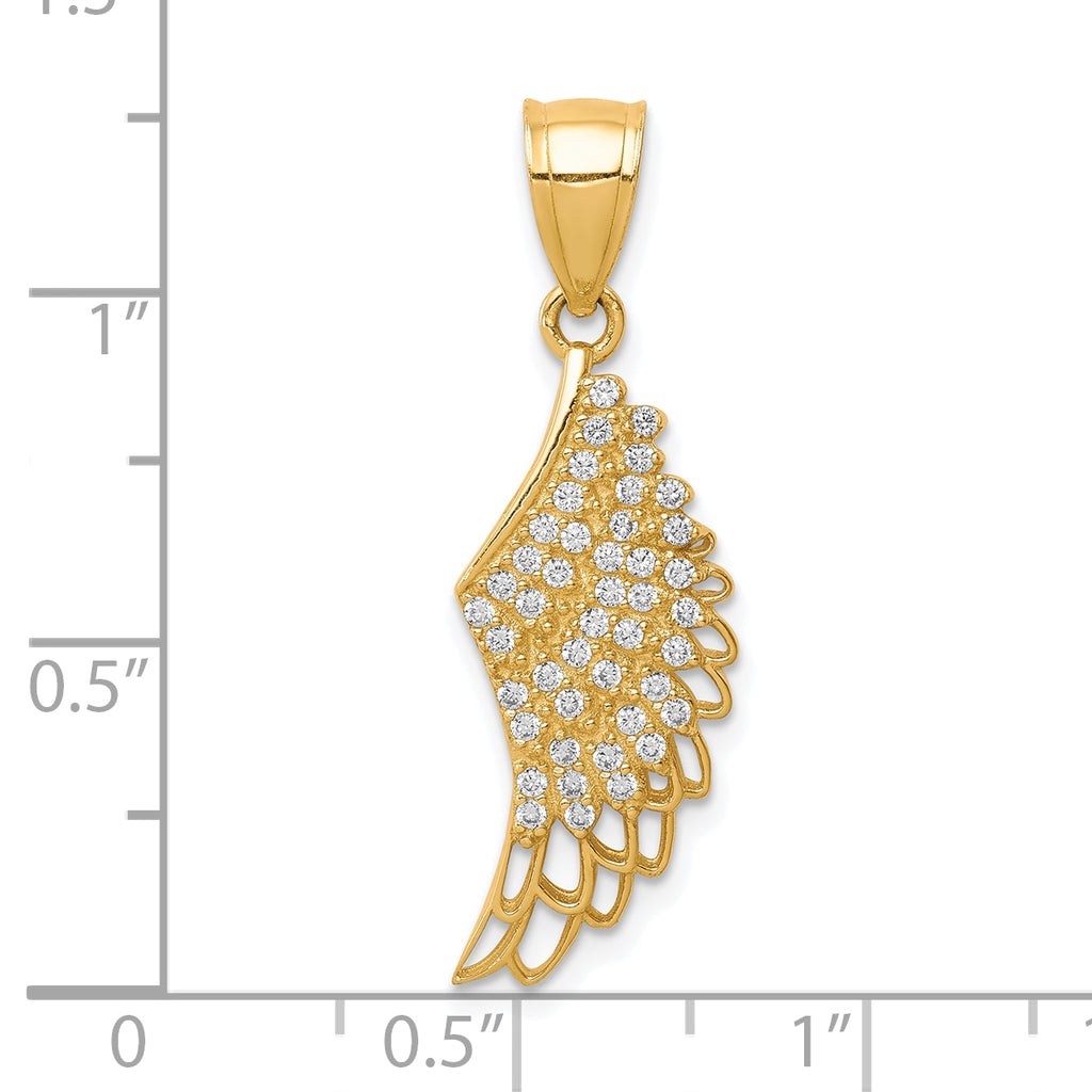 10K CZ Micropave Angel Wing Pendant