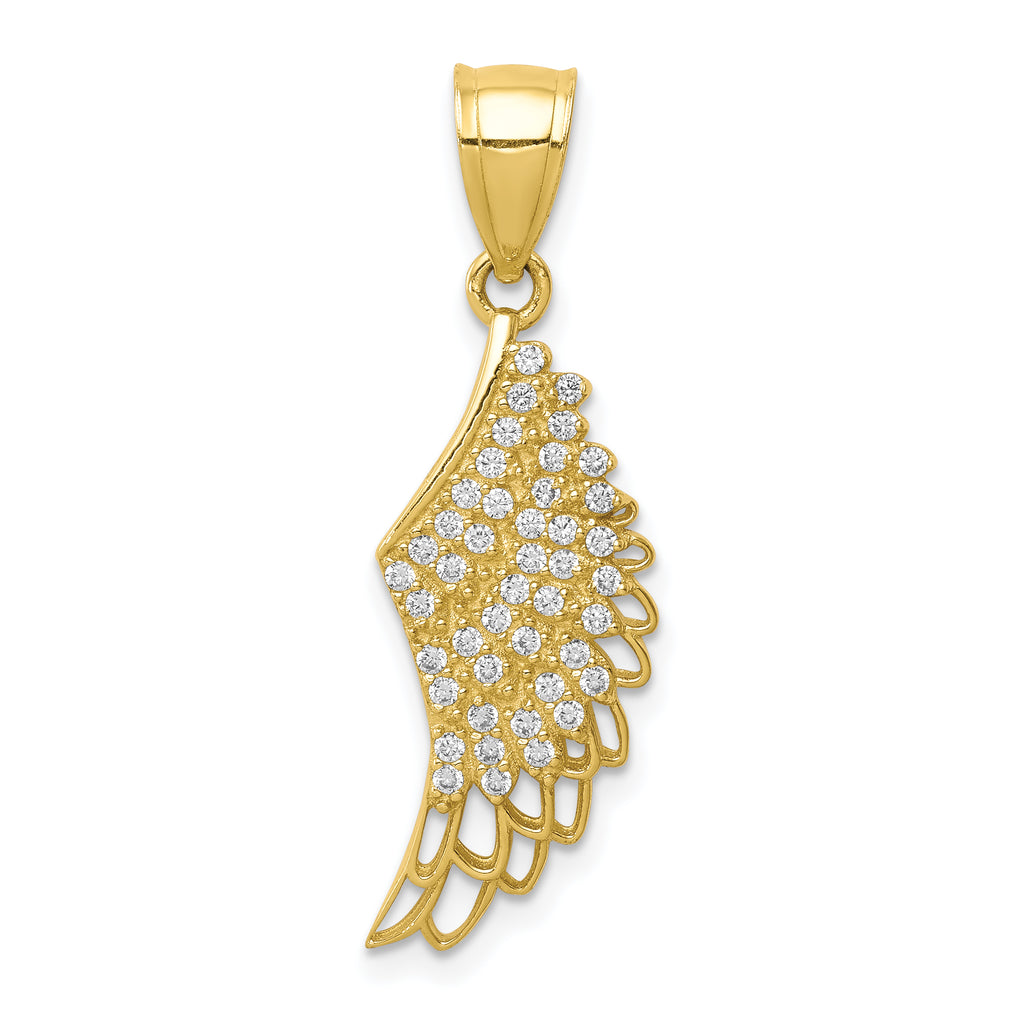 10K CZ Micropave Angel Wing Pendant
