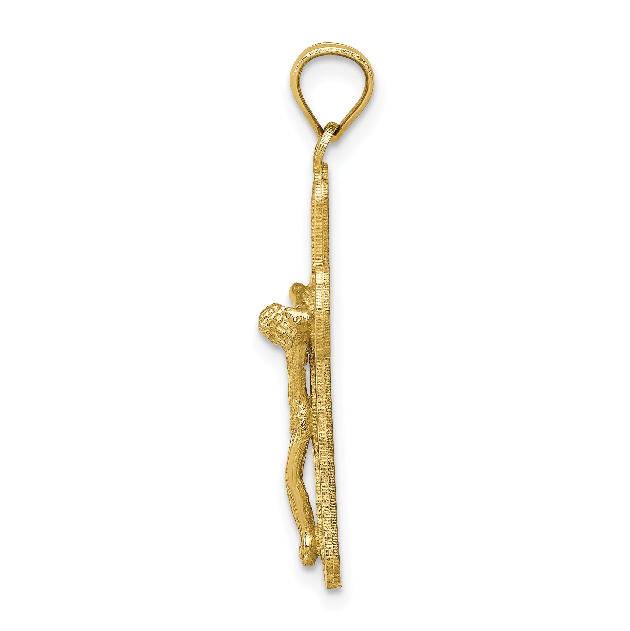 10K Polished Textured Crucifix Pendant Secondary image