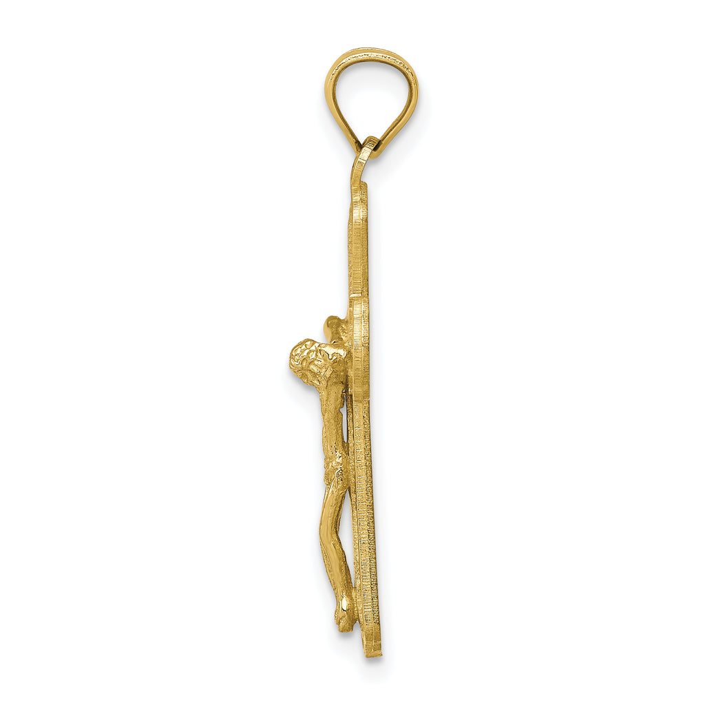 10K Polished Textured Crucifix Pendant