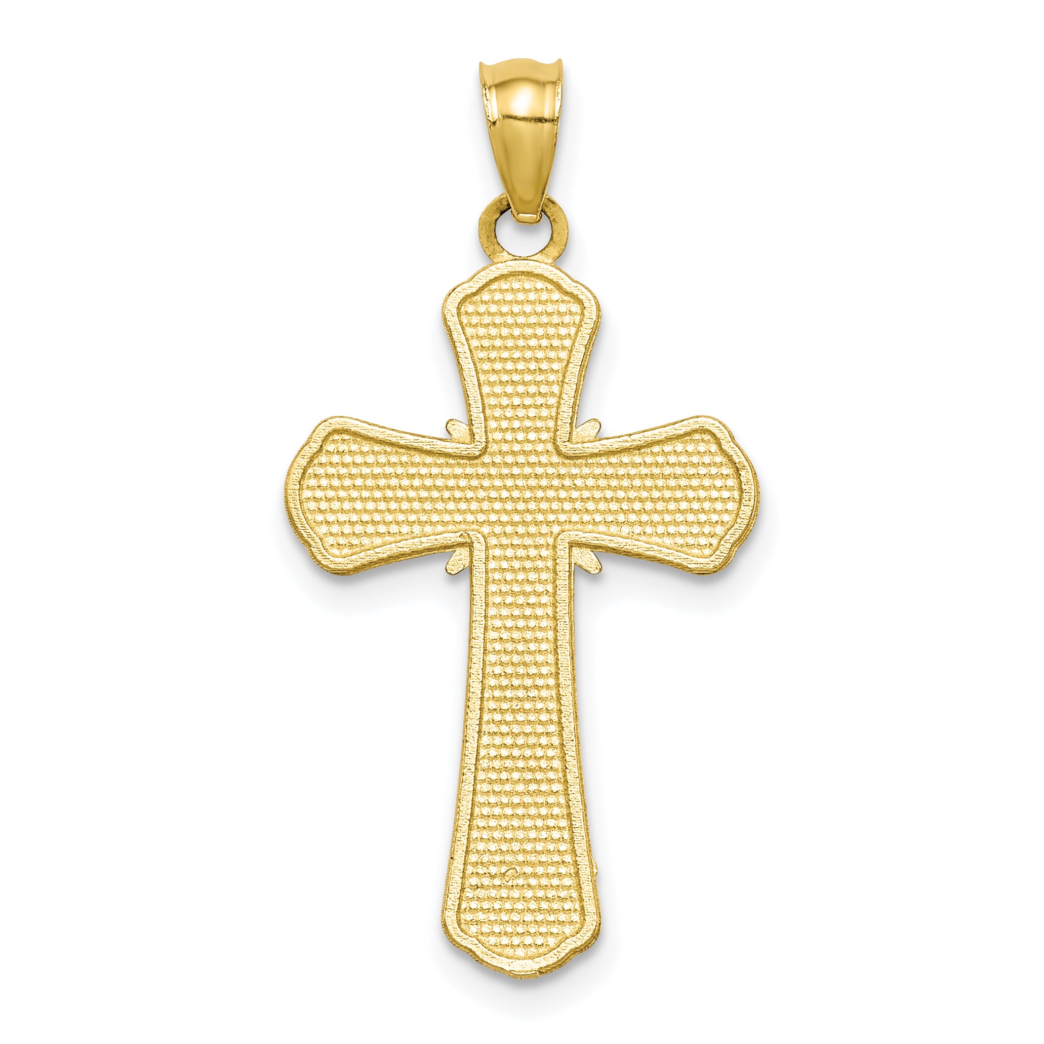 10K Polished Textured Crucifix Pendant