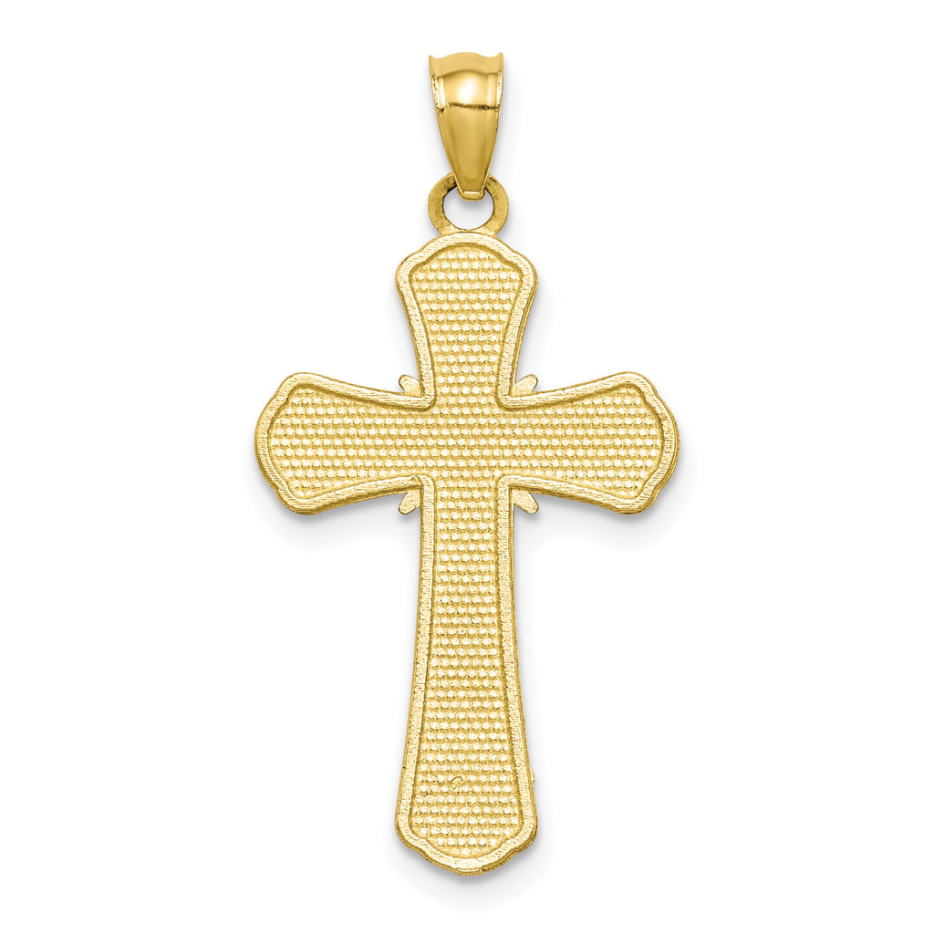 10K Polished Textured Crucifix Pendant